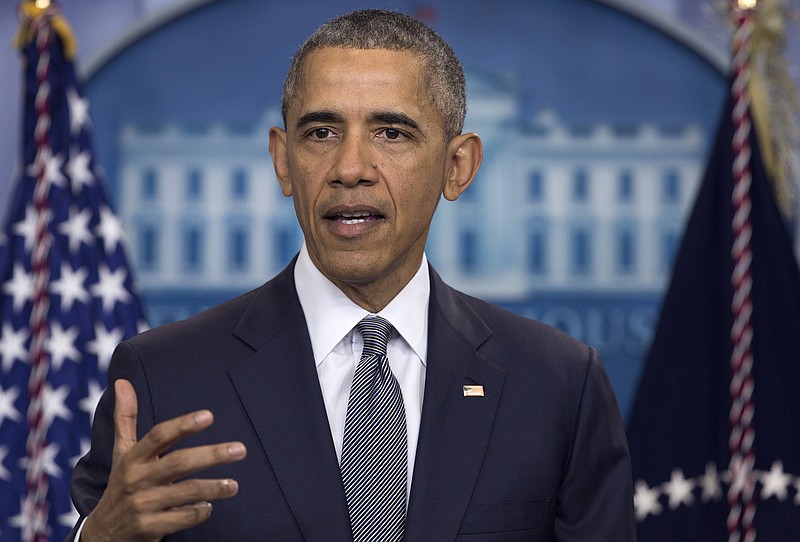 In this May 6, 2016, file photo, President Barack Obama speaks in the briefing room of the White House in Washington. Roughly 5 million more U.S. workers will soon become eligible for overtime pay under new rules issued by the Obama administration. The policy changes would benefit many salaried employees in the fast food and retail industries who often work long hours, are called managers, but are paid just above the current $23,660 annual threshold that allows companies to deny overtime pay.