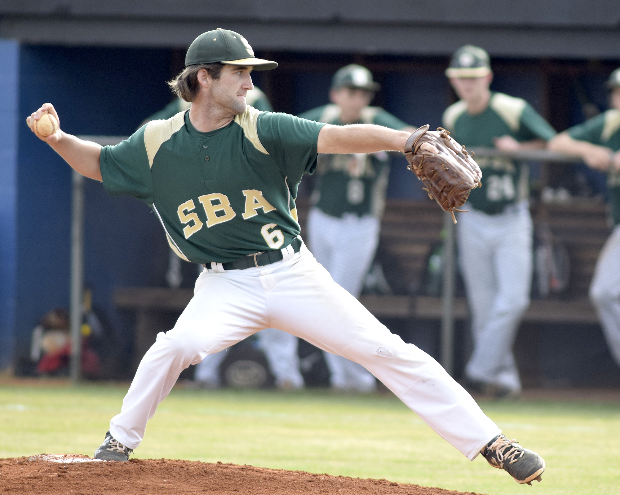 Silverdale's Michael Weiss (6) came in to pitch in relief. The Silverdale Baptist Seahawks visited the Boyd-Buchanan Buccaneers in the Region 3-A championship baseball game May 18, 2016.