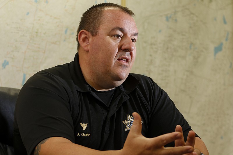 Staff Photo by Dan Henry / The Chattanooga Times Free Press- 5/18/16. Hamilton County Sheriff's Office Traffic investigator Jeff Gadd speaks about carrying CPD Officer Dennis Pedigo away from the July 16 attack on Amnicola Highway while at the HSCO East Annex on May 18, 2016. 