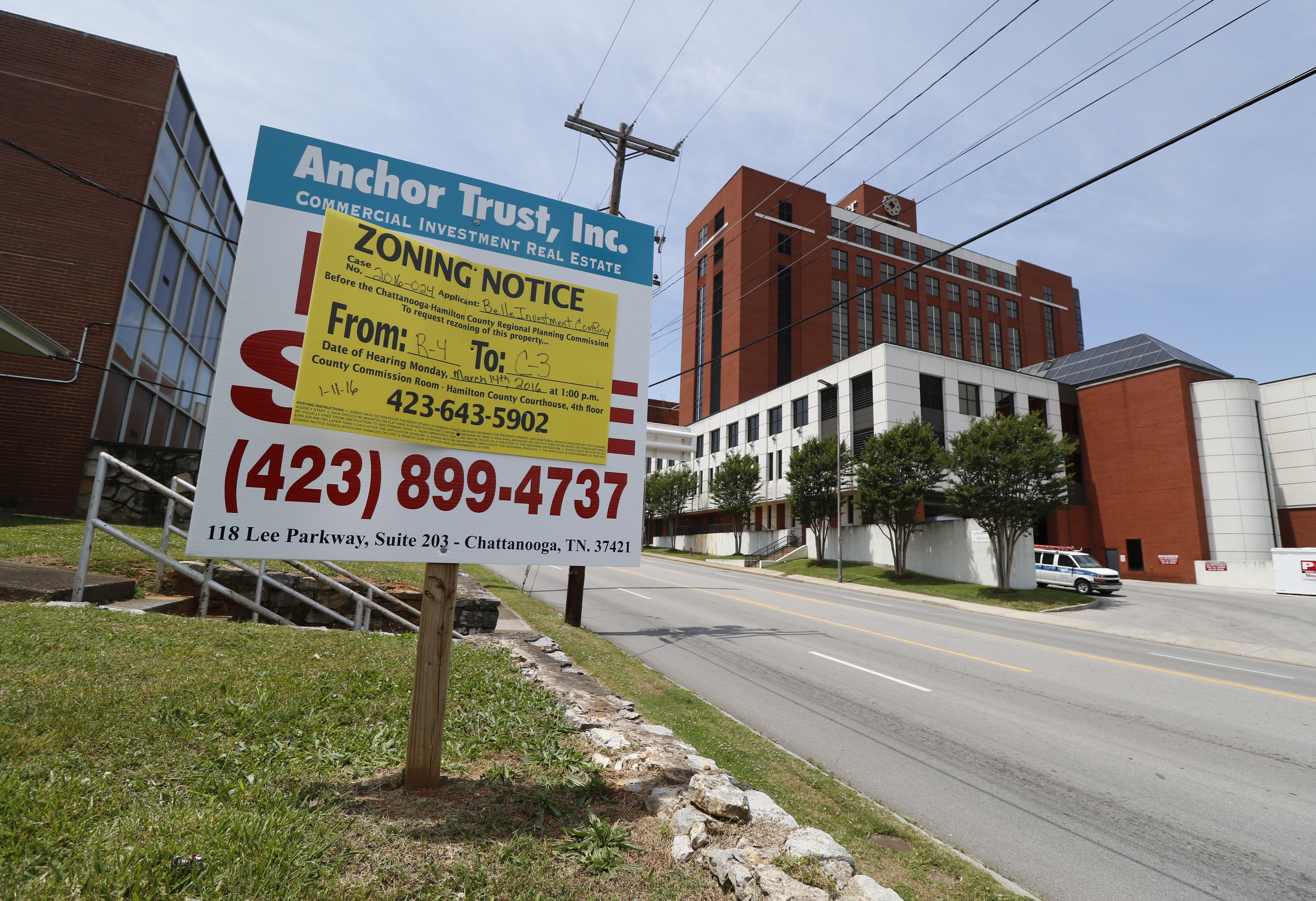 Staff Photo by Dan Henry / The Chattanooga Times Free Press- 5/19/16. Some property along East 3rd Street near Erlanger is for sale and up for rezoning.