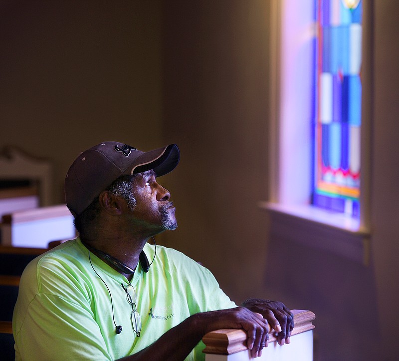 
              Lawrence McKinney is photographed at the Immanuel Baptist Church's teen center on Monday May 2, 2016 in Lebanon, Tenn.  McKinney is being considered for exoneration after years of red tape and being released from prison after serving 31 years for a crime he was cleared of in 2009 through DNA evidence with the help from The Innocence Project.   (Ricky Rogers/The Tennessean via AP) NO SALES; MANDATORY CREDIT
            