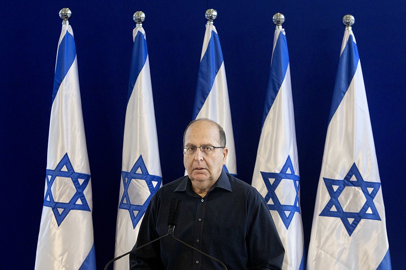 
              FILE - In this Friday, May 20, 2016 file photo, Israel's Defense Minister Moshe Yaalon, speaks during a press conference at the Defense Ministry in Tel Aviv. Israel's defense minister officially stepped down on Sunday, May 22, 2016 capping a tumultuous week of politics that is expected to result in the replacement of the former military chief with an inexperienced hard-liner in the sensitive post. (AP Photo/Sebastian Scheiner, File)
            
