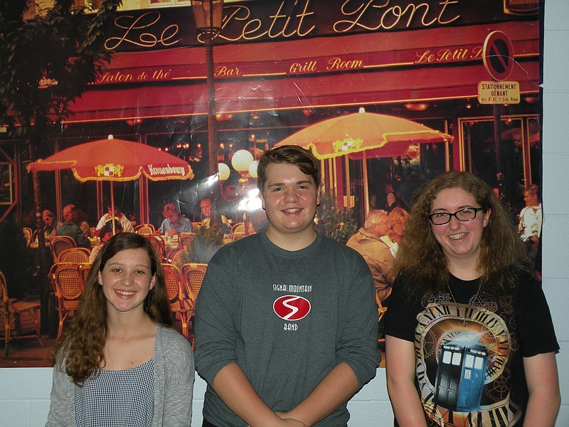 SMMHS students Catherine Chimley, Ethan Fell and Dana McCormack, from left, are recipients of national rankings in the National French Contest.