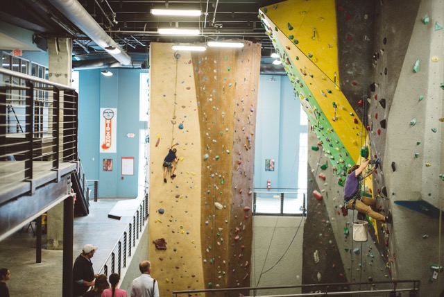 High Point Climbing and Fitness Director of Route Setting Cody Grodzki on the job.