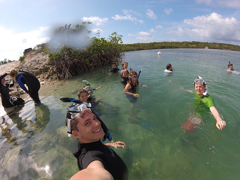 UTC students snorkel at Pigeon Creek, which was recently named one of five new National Parks on San Salvador.