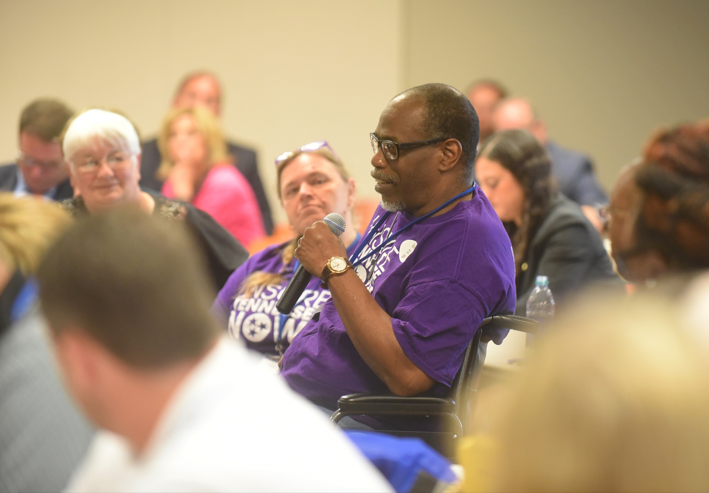 Charles Michael Allen speaks during a state task force discussion on healthcare at BlueCross BlueShield on Tuesday, May 24, 2016.