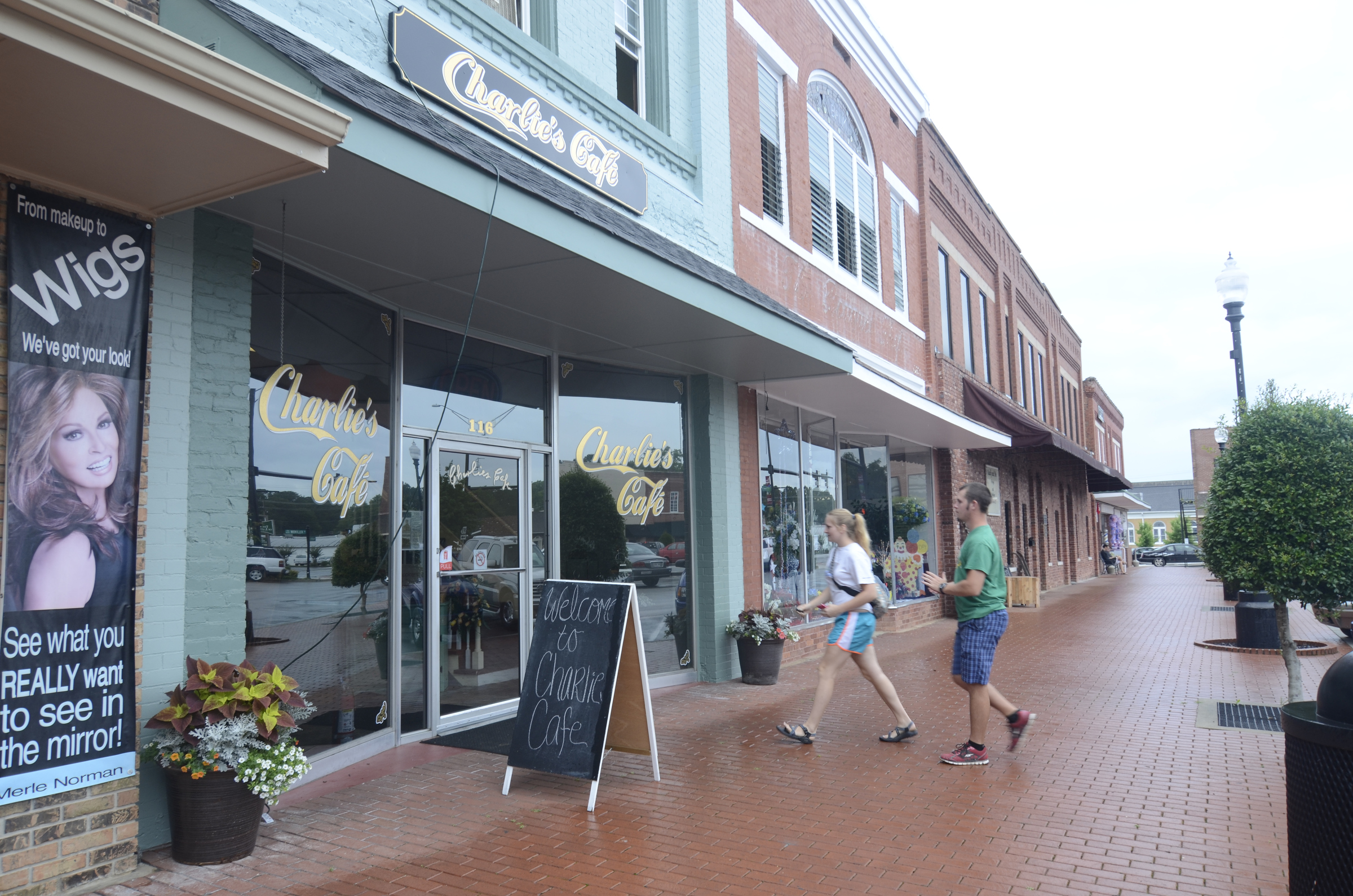 Shops line the square in Lafayette, Ga.