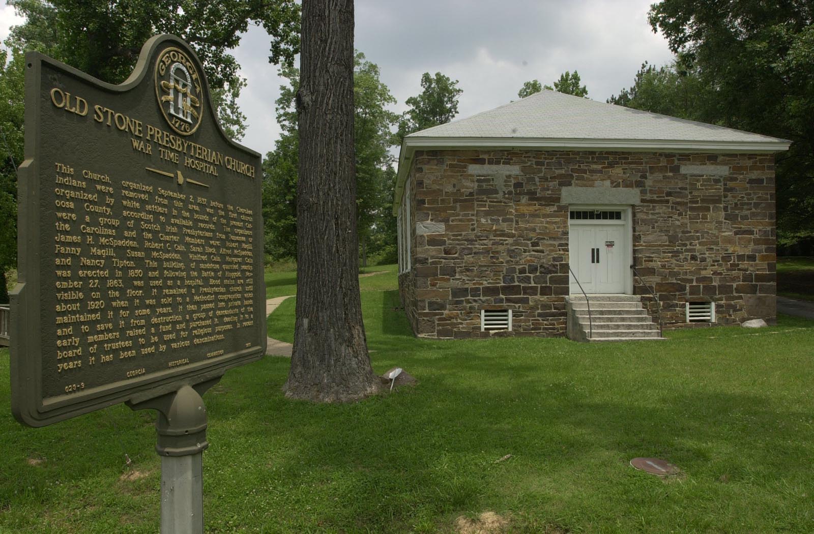 Staff Photo by Alex McMahan This building, located on Old Catoosa Parkway and commonly called "The Old Stone Church" dates back to 1850. It was used as a headquaters, as well as a hospital, by both Union and Confederate armys during the war between the states. Renovated in 1997, the structure now houses a museum of Civil War artifacts and other earlier periods.