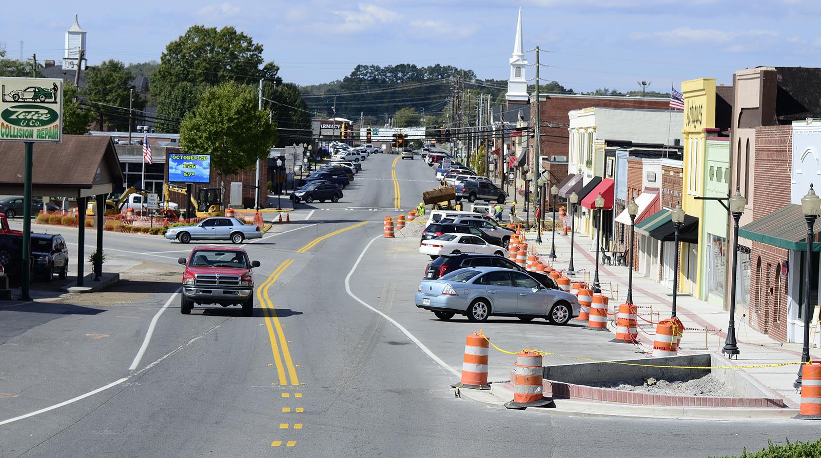 Considerable progress has taken place with the construction along Nashville Street in Ringgold as Ringgold's downtown revitalization project focuses on bringing business and people back to the city center in Ringgold, Ga., on Monday, October 20, 2014.