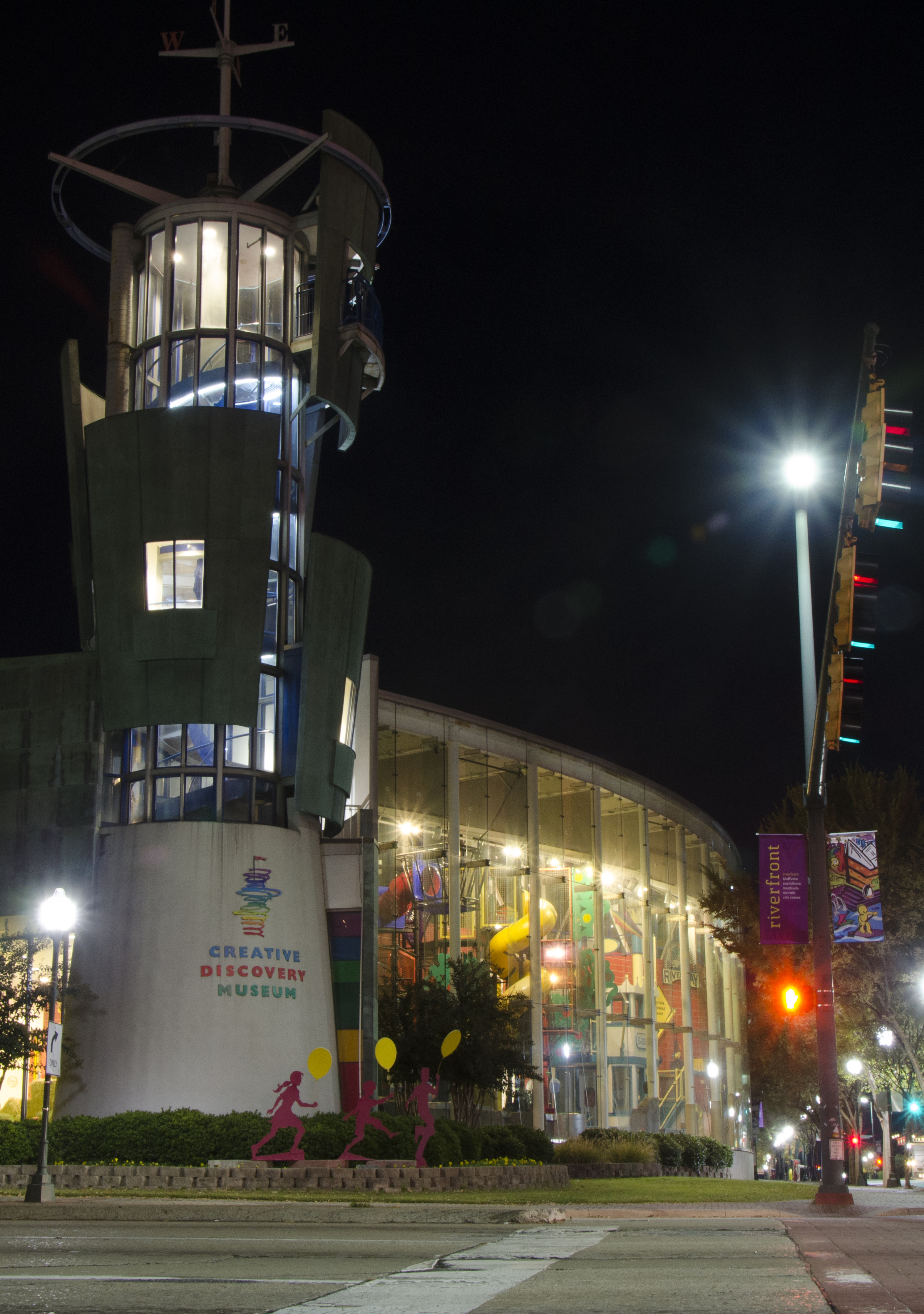 The Creative Discovery Museum sits on the corner of 4th and Chestnut Street at night in Chattanooga, Tenn., on Monday, November 3, 2014.