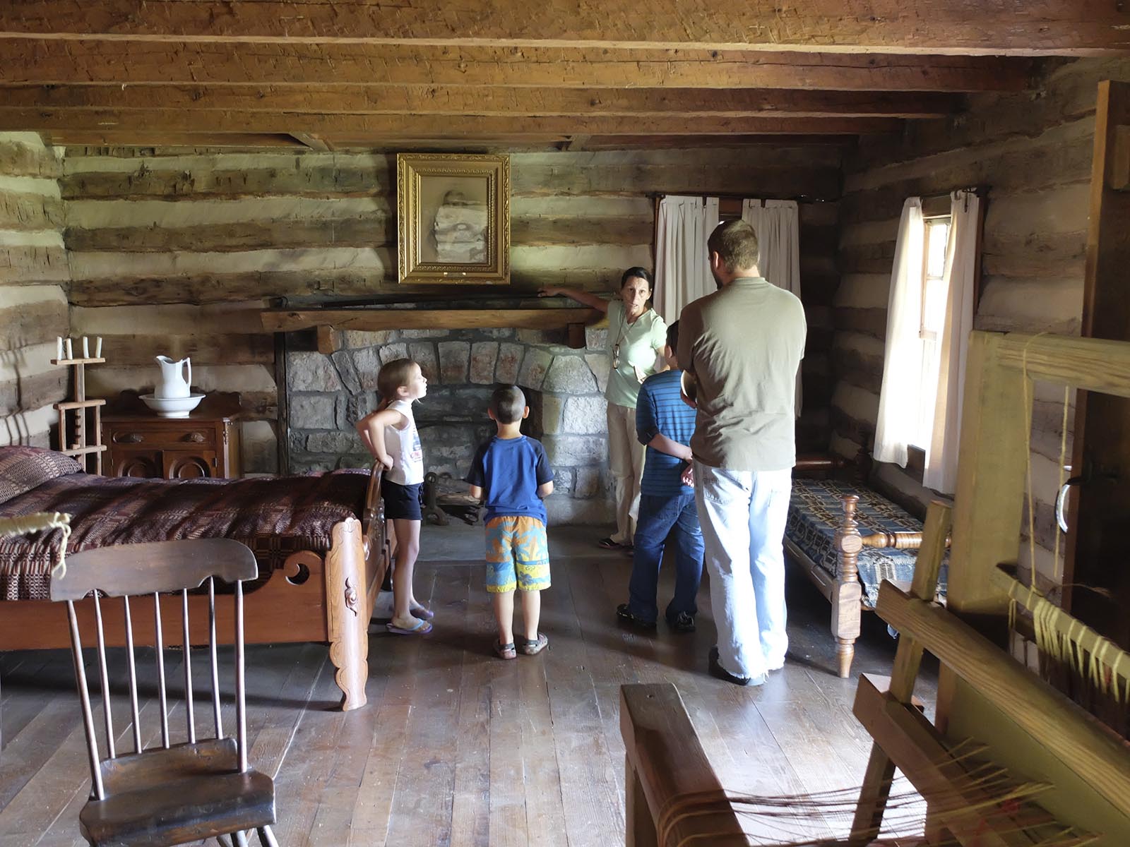 Jackie Atkins, Chief John Ross House Association Board of Directors Secretary, informs visitors of the history of the property that is located in Rossville, Ga.
From left are Hope Barnes, Kalyb Barnes, Atkins, Alex Carroll and Justin Carroll.
