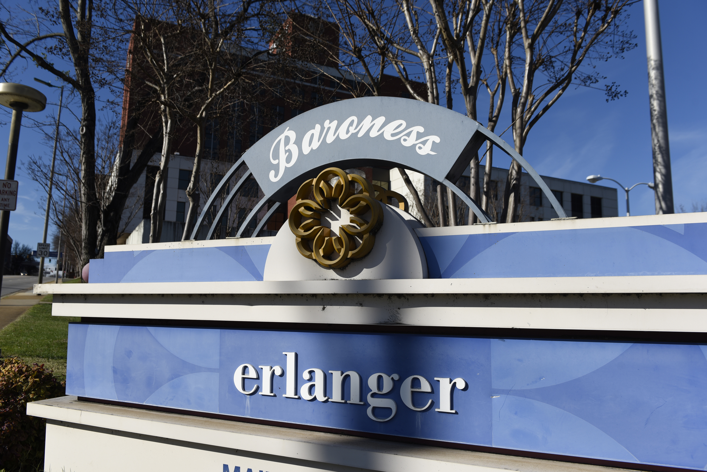 Seen on Tuesday, Jan. 5, 2016, in Chattanooga, Tenn., this entrance sign for Erlanger Medical Center is located on the east side of the facility on Third Street near the intersection with Central Avenue.