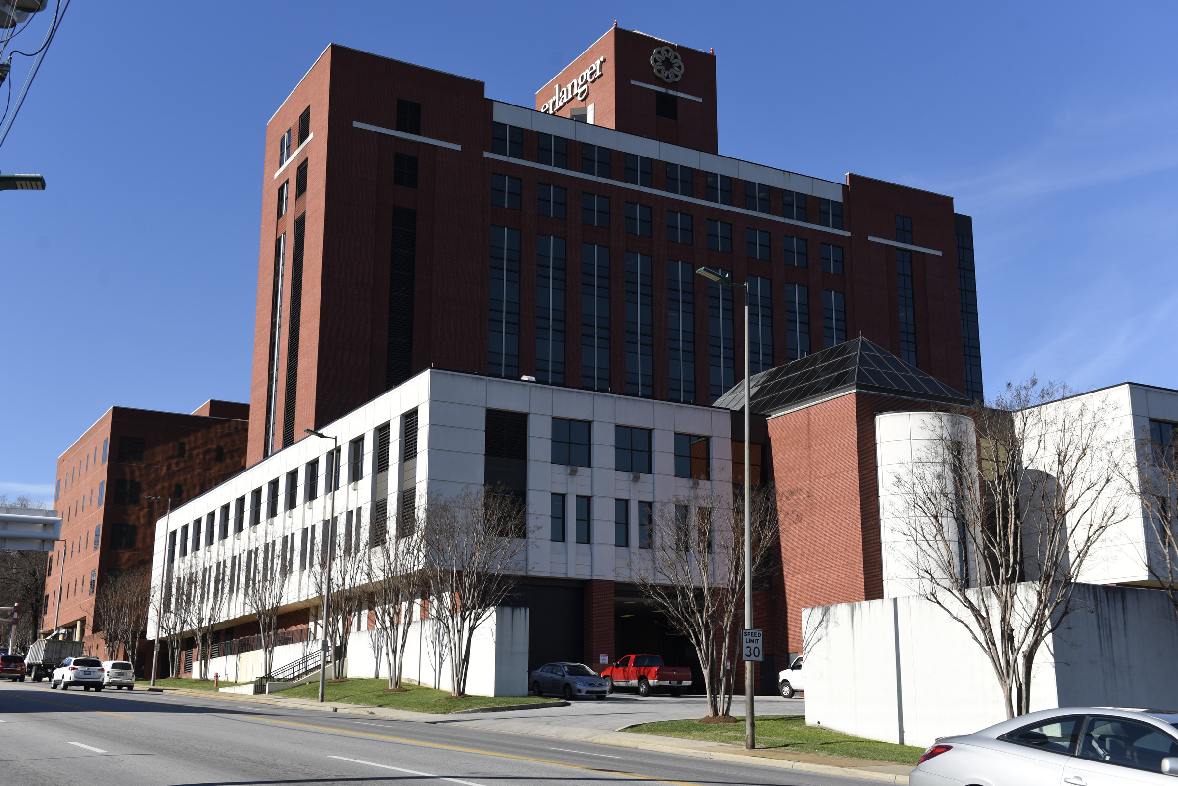 Seen on Tuesday, Jan. 5, 2016, in Chattanooga, Tenn., the medical towers at Erlanger Medical Center are located on the east side of the facility on Third Street near the intersection with Central Avenue.