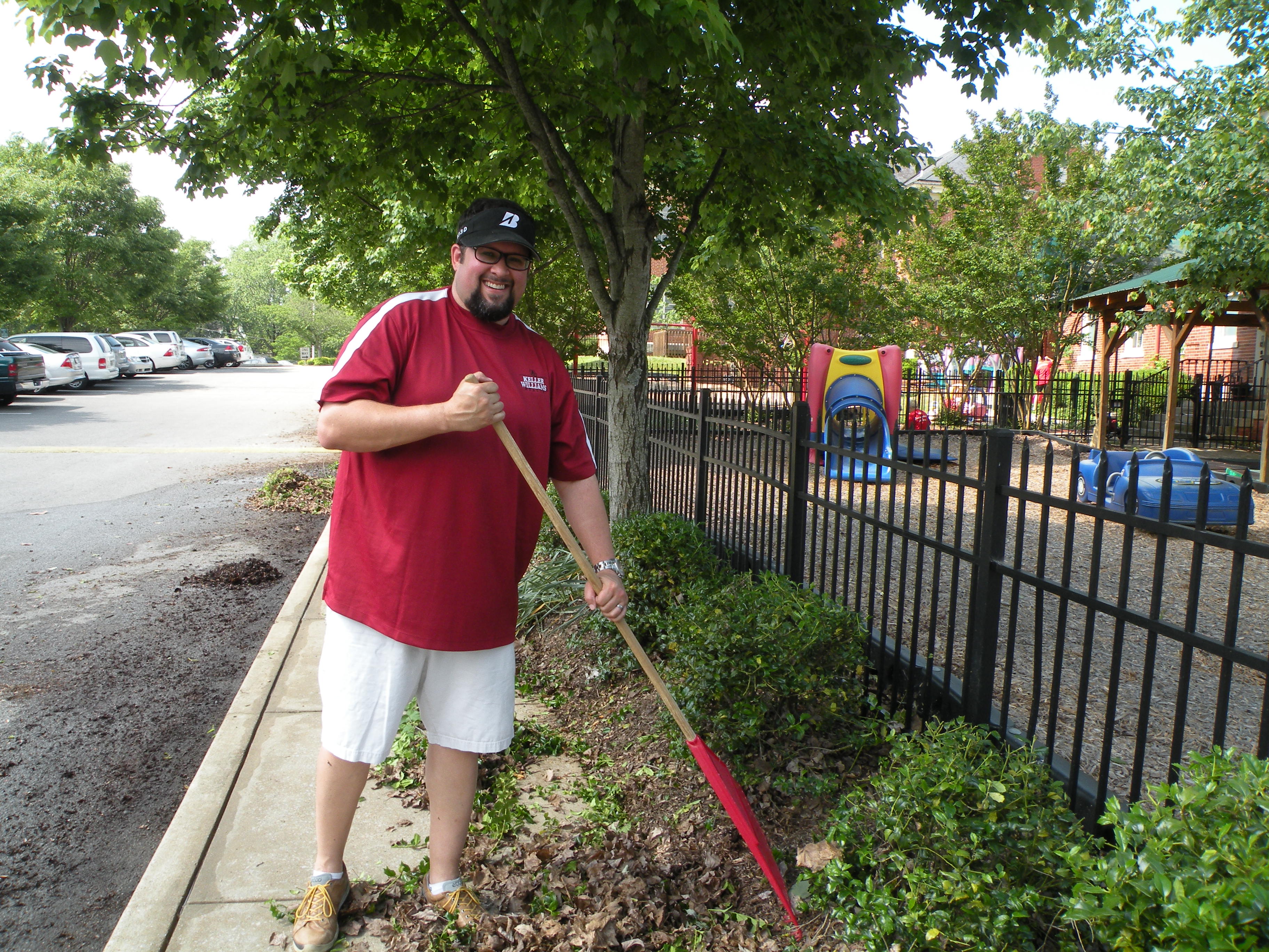 John Foreman brushes up on his raking skills.