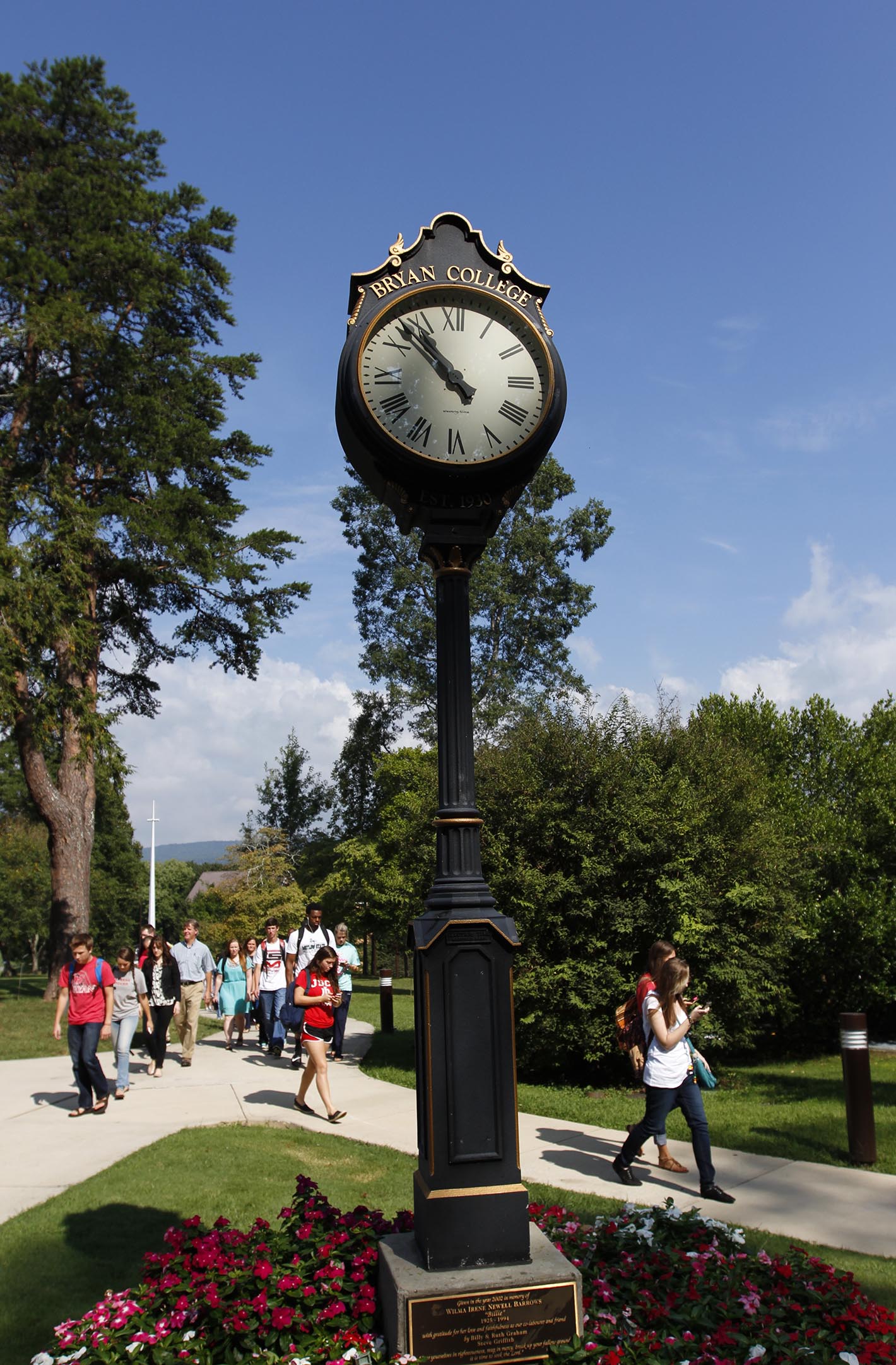 Staff Photo by Dan Henry / The Chattanooga Times Free Press- 8/27/14. Students walk through the center of Bryan College's campus in Dayton, Tenn., on August 27, 2014.