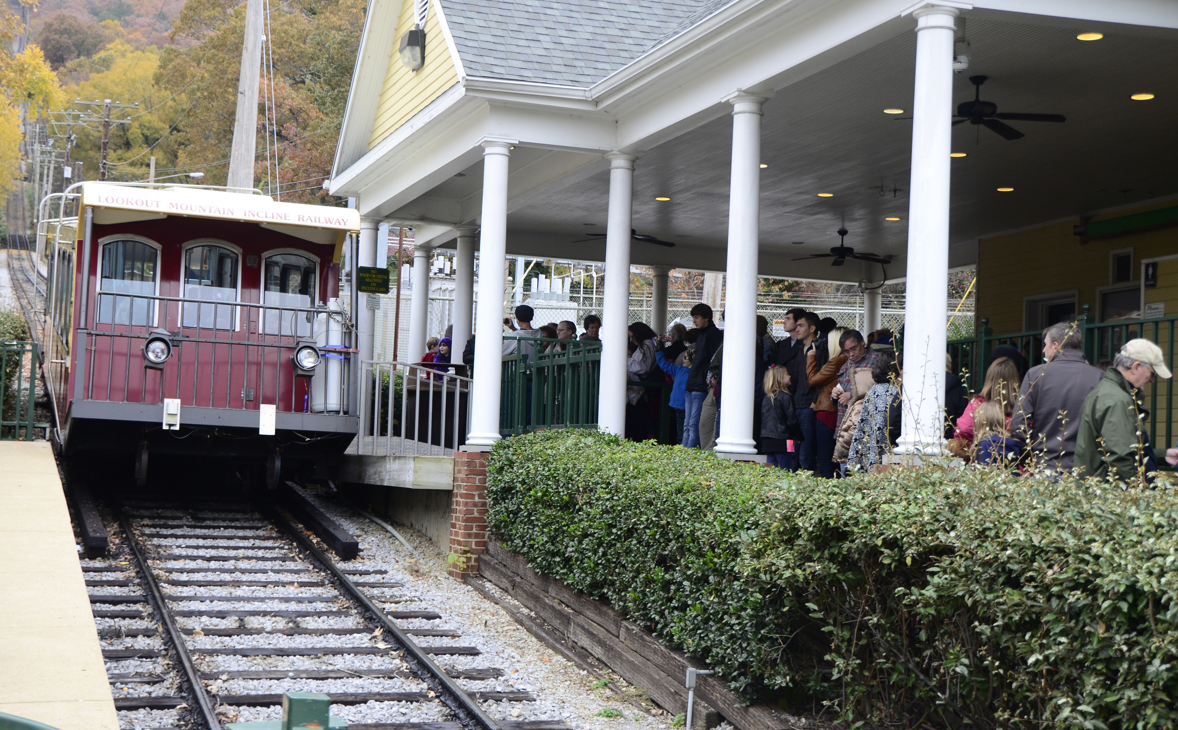 Crowds flocked to the Incline Railway, who priced its tickets at $1.75 in honor of Chattanooga's 175th anniversary in Chattanooga, Tenn., on Tuesday, November 11, 2014.