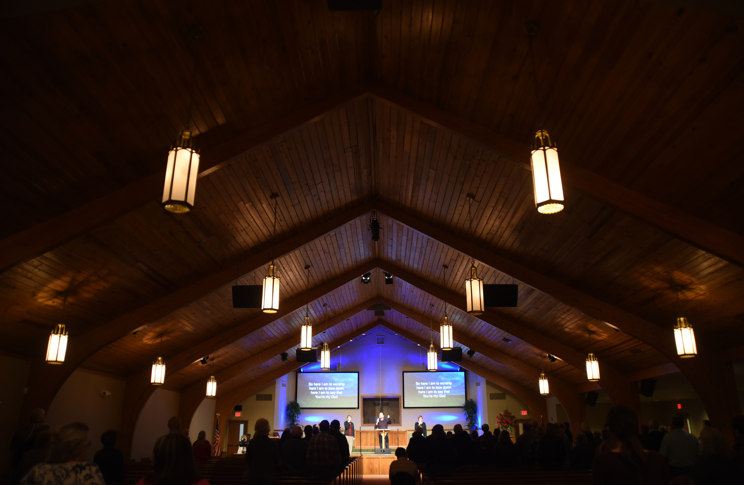 David Sneed leads singing Wednesday, February 3, 2016 at Mile Straight Baptist Church.