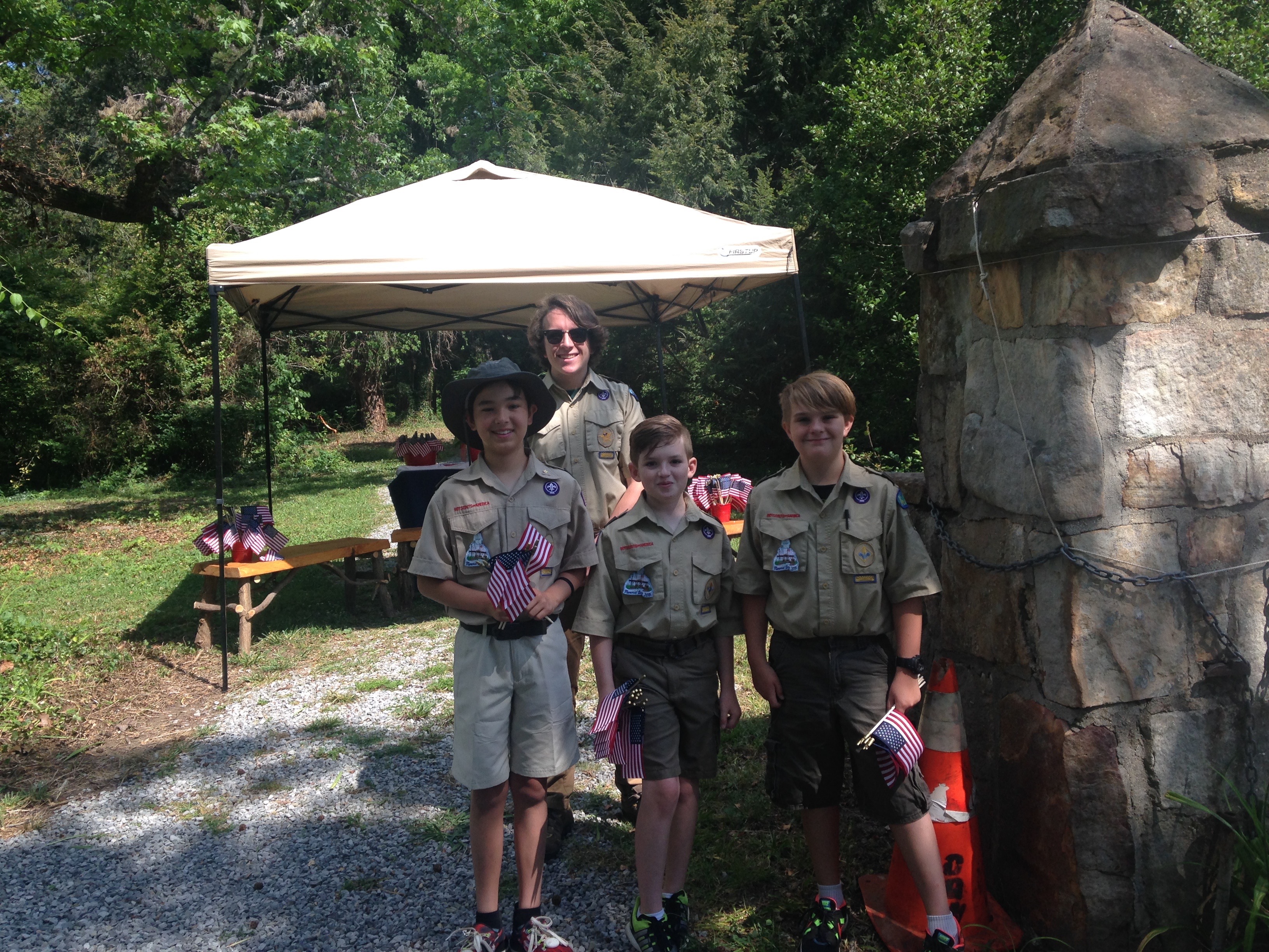 Boy Scouts Tae Brasel, Ian Innes and Christian Garner, front from left, enjoy the day along with Jordan Pyron, in back.