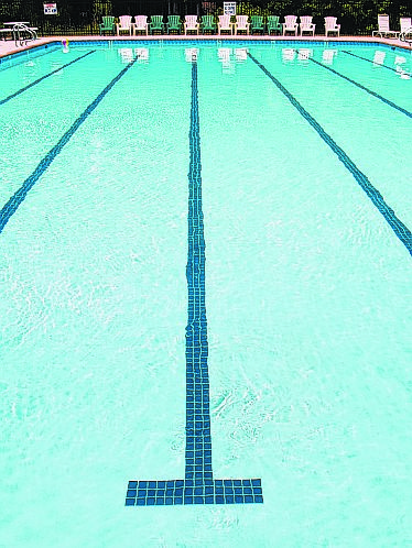 Olympic sized swimming pool lane with stripe on the bottom