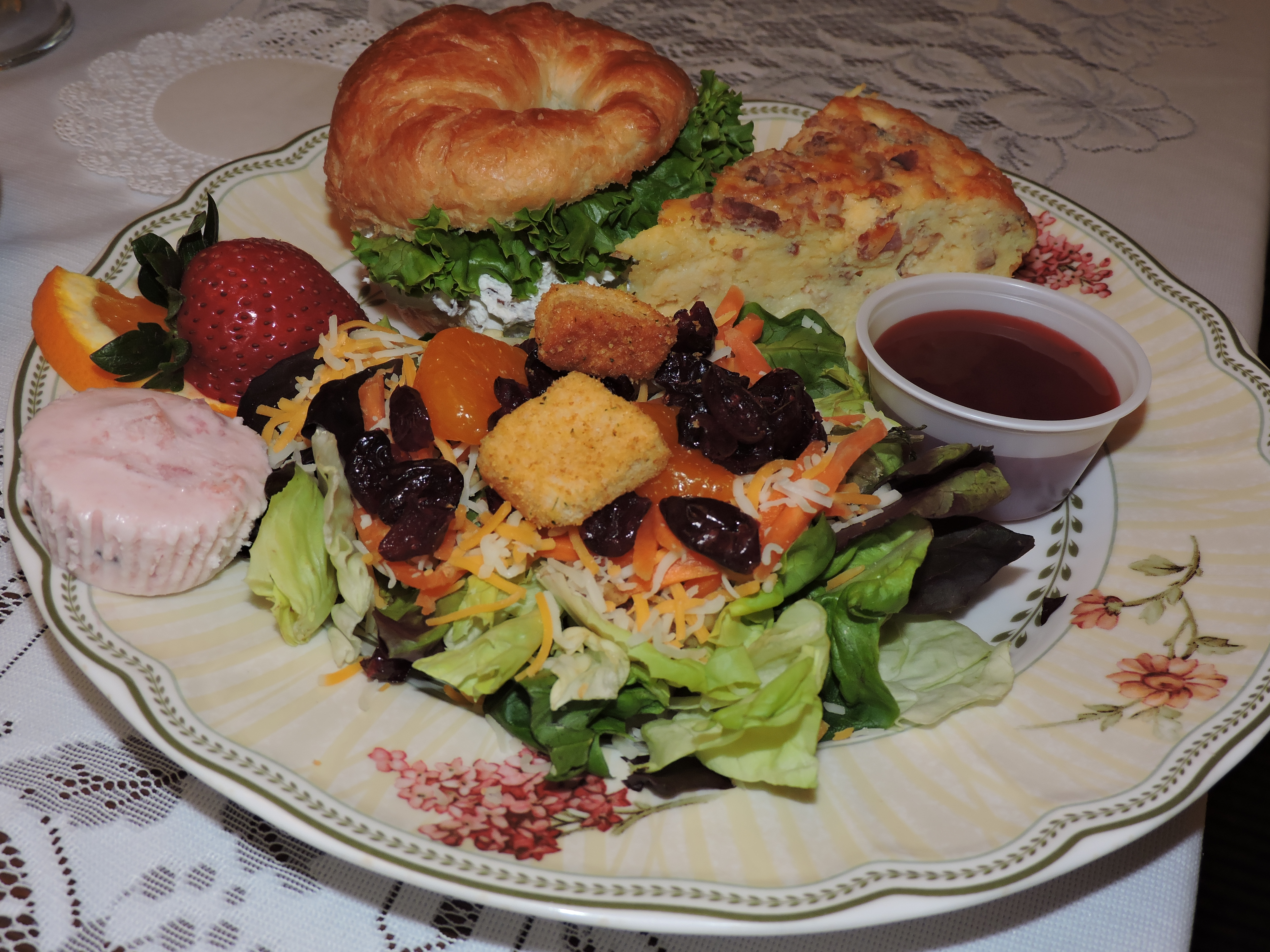 The sampler platter is a top-seller at Cottage Treasures Tea Room and Gift Shop. "We are known for our chicken salad," said manager Bettye Ziegler. "We shred it. The chicken salad is homemade and made fresh daily. We make it by the pound. We make the quiche daily too. We do broccoli-cheddar quiche, quiche Lorraine and Southwest quiche."