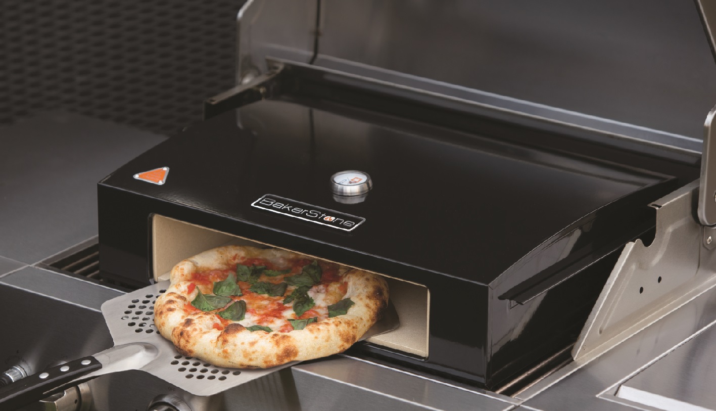 The BakerStone Pizza Oven Box hits temperatures between — 450 to 750 degrees — the same as a traditional pizza oven.