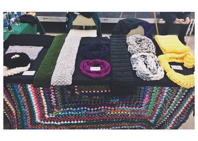 At her business, Invisible Accidents, Claudia Hoffer knits or crochets a variety of wearable items.