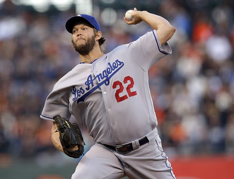 
              Los Angeles Dodgers starting pitcher Clayton Kershaw throws to the San Francisco Giants during the first inning of a baseball game Friday, June 10, 2016, in San Francisco. (AP Photo/Marcio Jose Sanchez)
            