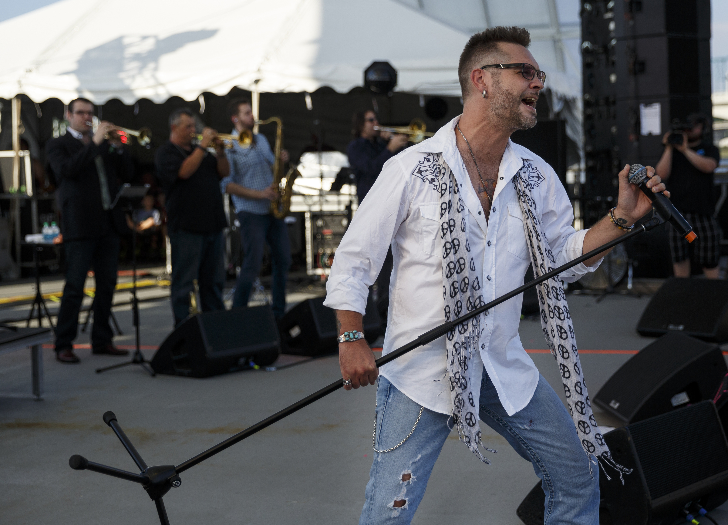 Bo Bice performs with Blood, Sweat and Tears on the 2nd day of the Riverbend Festival at Ross's Landing on Saturday, June 11, 2016, in Chattanooga, Tenn. Rock band Heart headlined Saturday night.