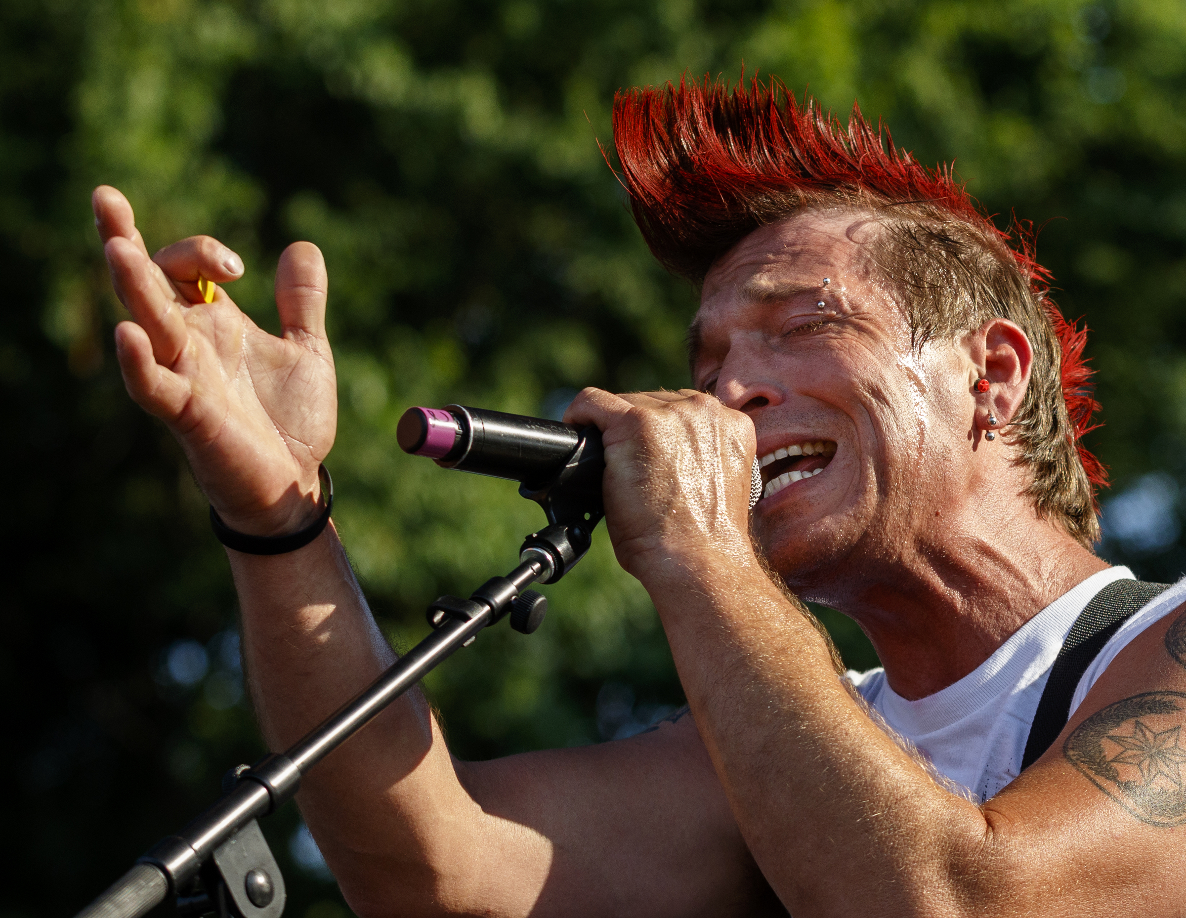 Lead vocalist Alan Whitener sings as the band Mighty Sideshow performs on the 2nd day of the Riverbend Festival at Ross's Landing on Saturday, June 11, 2016, in Chattanooga, Tenn. Rock band Heart headlined Saturday night.