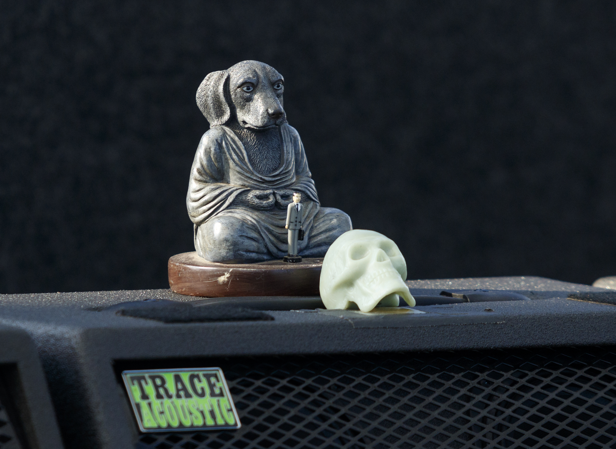 A dog in the shape of a Budhha statuette is visible on a speaker on the Coca Cola stage on the 2nd day of the Riverbend Festival at Ross's Landing on Saturday, June 11, 2016, in Chattanooga, Tenn. Rock band Heart headlined Saturday night.