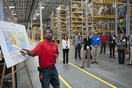 IMAGE DISTRIBUTED FOR VOLKSWAGEN - Volkswagen employees and local officials are seen at the Volkswagen Pacific Northwest Parts Distribution Center during its grand opening on Tuesday, June 14, 2016 in Rocklin, Calif. (Anne Williams/AP Images for Volkswagen)