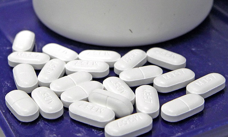Pills of the painkiller hydrocodone are seen at a pharmacy in Montpelier, Vt.
