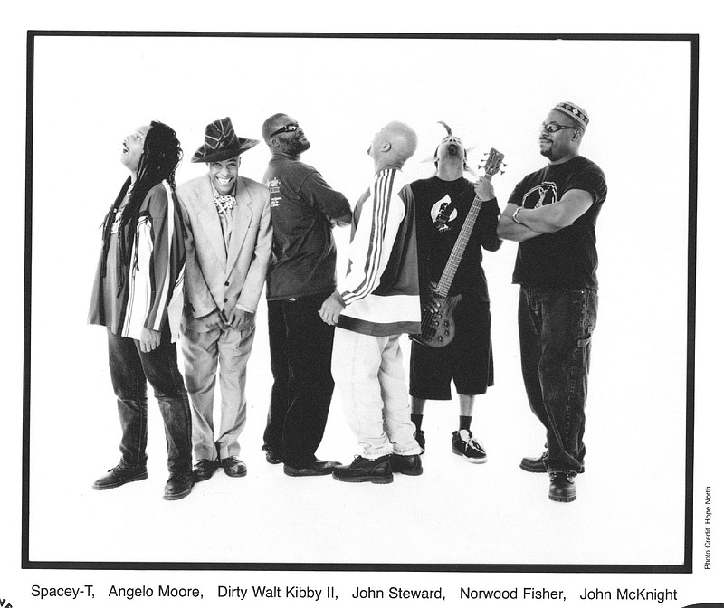 Fishbone is Dirty Walt Kibby II, Spacey-T, John Steward, Norwood Fisher, front, Angelo Moore and John McKnight.