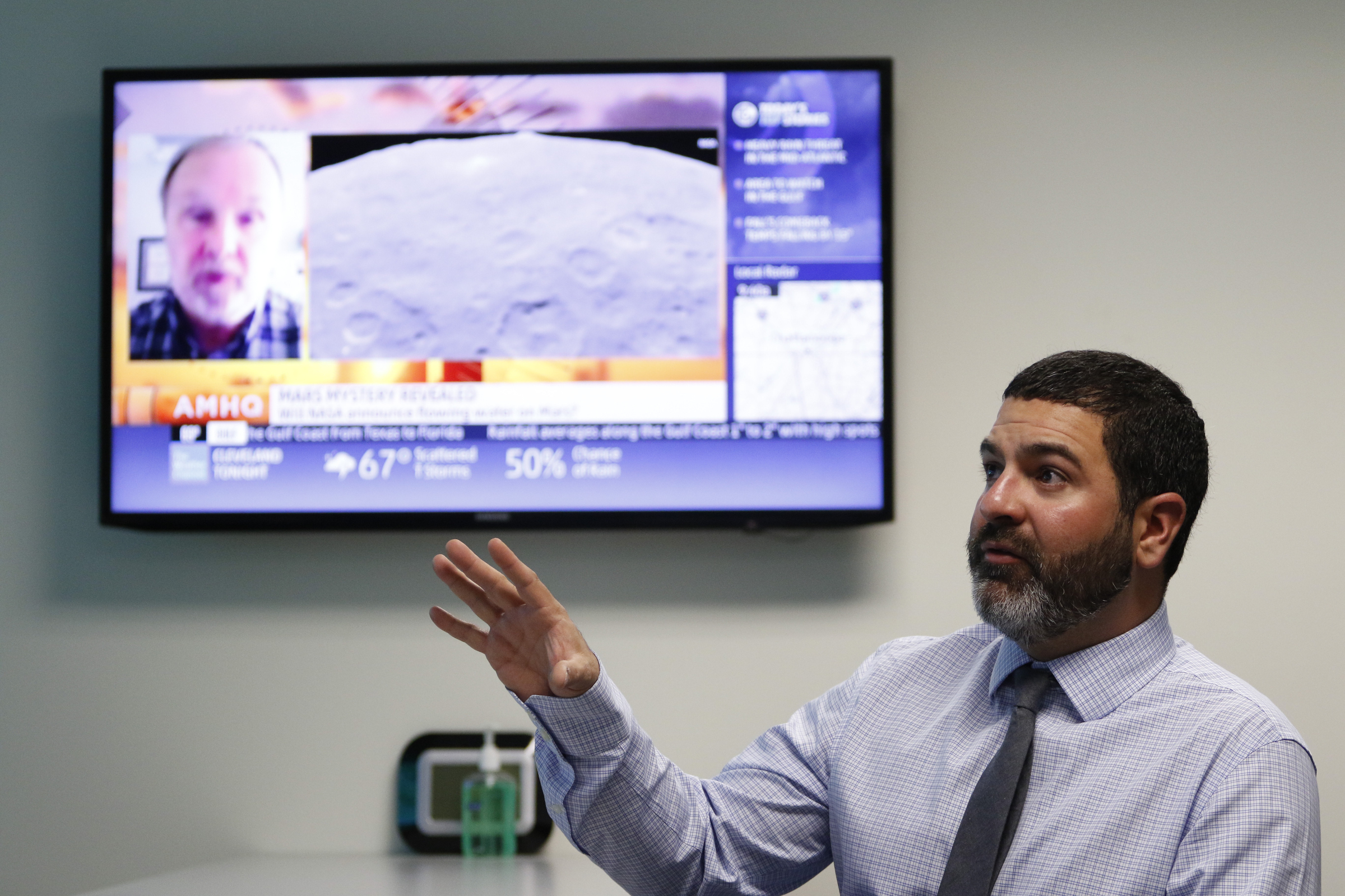 Staff Photo by Dan Henry / The Chattanooga Times Free Press- 9/28/15. Nick McClung, TVA's manager for risk and quality assurance, answers questions during an interview in the ATIM Center where numerous sensors can be monitored to determine the stability of earthen dams that contain coal ash.