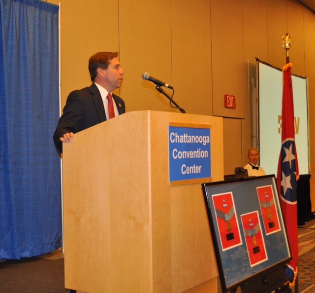 U.S. Rep. Chuck Fleischmann, R-Tenn., addresses dinner guests.