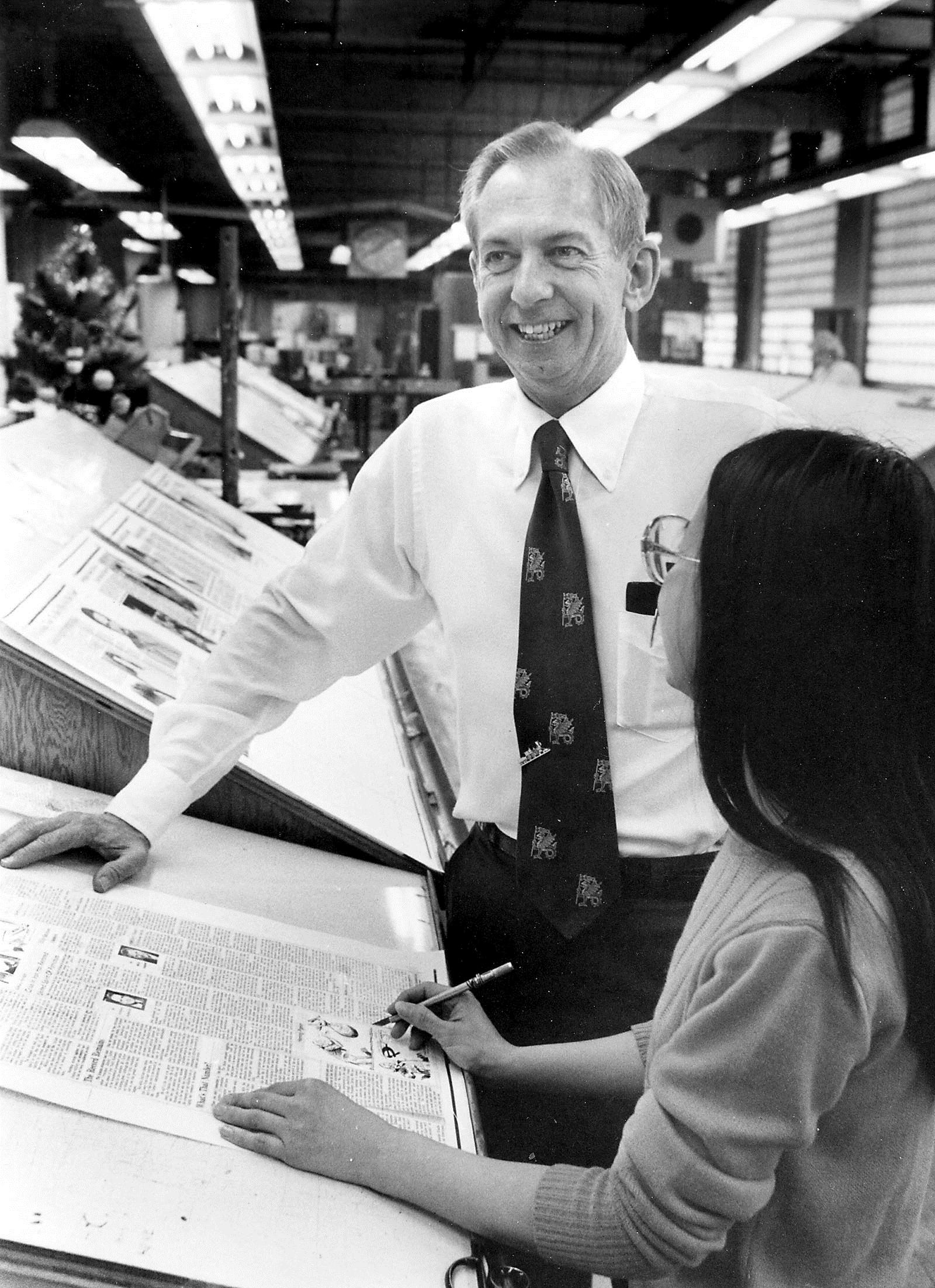 Editor Lee Anderson is seen in the composing room of the Chattanooga News-Free Press in this file photo from 1980.