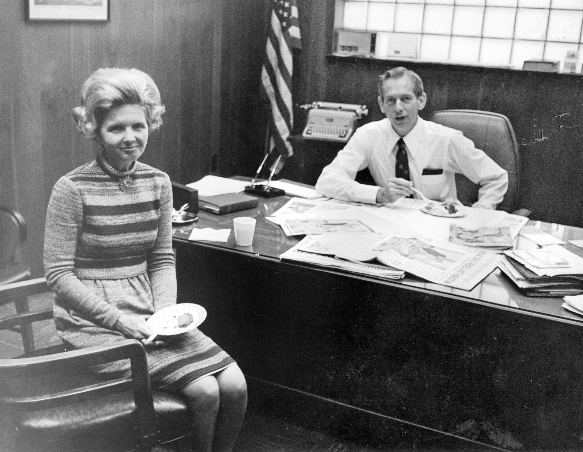 Betsy and Lee Anderson at Free Press office 1971