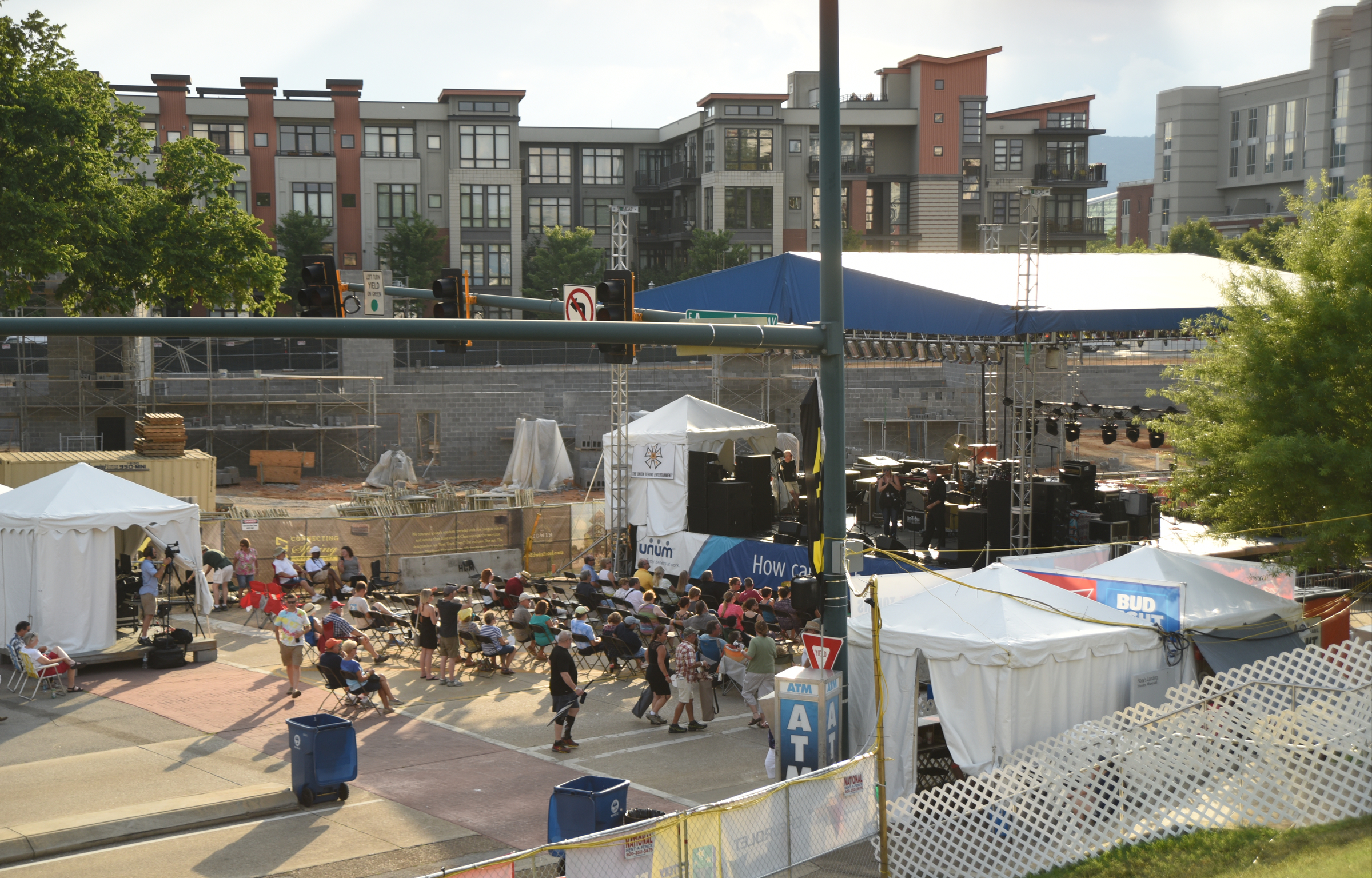 Thanks to ongoing construction of The Edwin, a 90-room boutique hotel on Walnut Street, the Riverbend's Unum Stage was forced to move forward by 40 feet —
