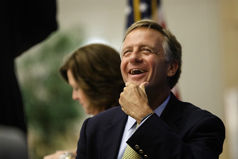 Tennessee Gov. Bill Haslam is introduced at at Rotary luncheon at the Chattanooga Convention Center on Thursday, June 16, 2016, in Chattanooga, Tenn. Gov. Haslam, who recently met with Republican presidential candidate Donald Trump along with several other governors, said he has no interest in being Vice President but suggested Sen. Bob Corker as a possible candidate.