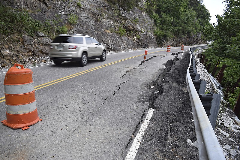 Severe damage from settling along a stretch of Tennessee Highway 30 between Pikeville and Fall Creek Falls will force closure of the road starting next week and continuing through the end of July while crews make repairs. One lane is already closed and temporary signal lights control traffic flow up and down the mountain. Repairs should be complete by Aug. 31, according to the Tennessee Department of Transportation.