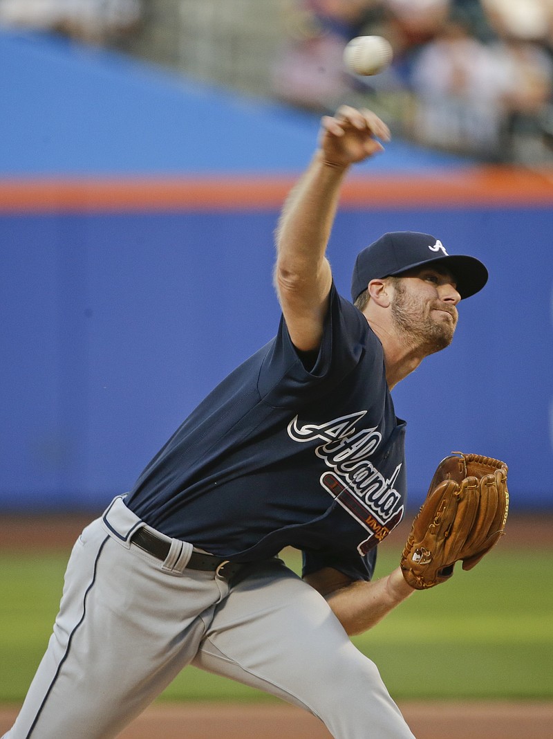 Atlanta Braves' John Gant delivers a pitch during the first inning of a baseball game against the New York Mets, Friday, June 17, 2016, in New York. (AP Photo/Frank Franklin II)