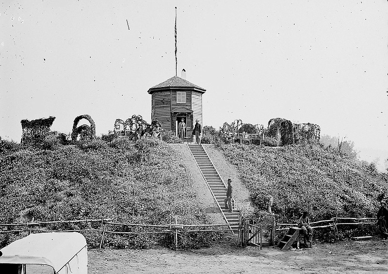 The Citico Mound is shown in this photograph made during the Civil War.