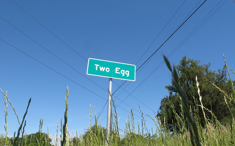 A sign welcomes motorists to the town of Two Egg, Fla. Located about 70 miles northwest of Tallahasee, Fla., Two Egg is a small farming community where people used to trade eggs for goods.