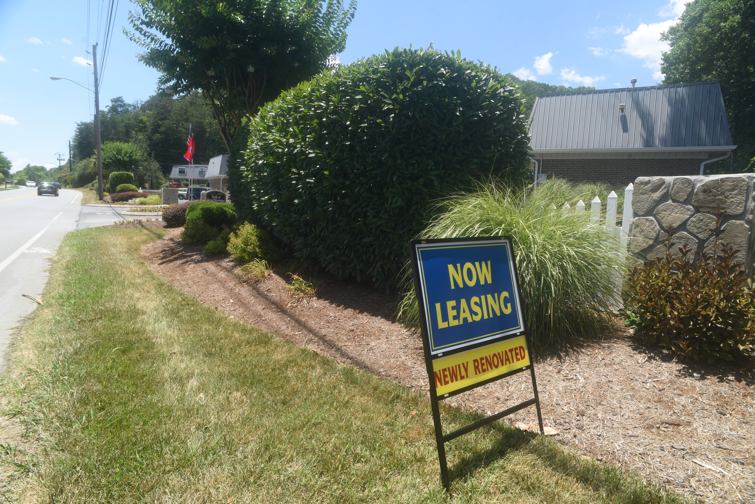 A sign advertises apartments for lease at the Trails of Signal Mountain complex on Mountain Creek Road Monday, June 20, 2016.