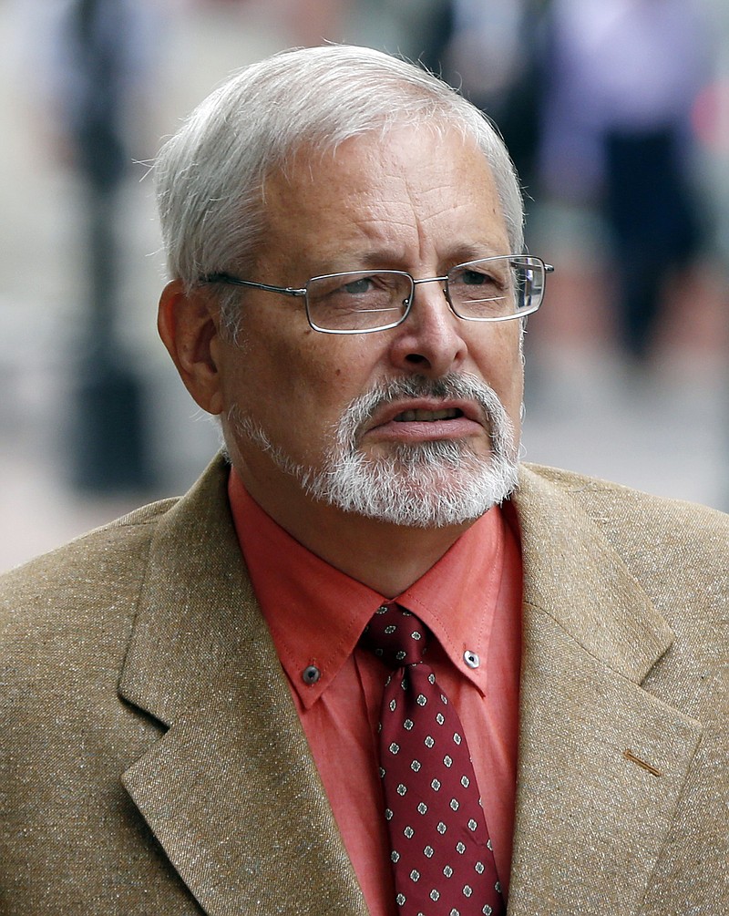 
              FILE - In this July 9, 2015 file photo, Michael Geilenfeld arrives to federal court in Portland, Maine. A federal judge has dismissed a defamation suit against Geilenfeld, a Maine activist who publicized sexual abuse accusations against a Haiti orphanage founder. (AP Photo/Robert F. Bukaty, File)
            