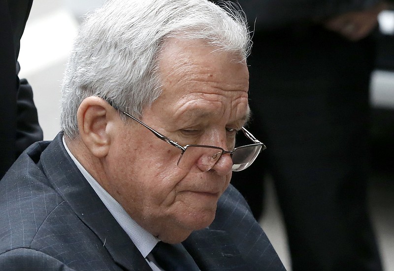 
              FILE - In this April 27, 2016, file photo, former House Speaker Dennis Hastert departs the federal courthouse in Chicago. Hastert's attorney says that he will report to a federal prison in southeastern Minnesota this week to begin serving a 15-month sentence in his hush-money case. Washington, D.C.,-based attorney Thomas Green confirmed Monday, June 20, 2016, in an email that the Illinois Republican will report to the Rochester Federal Medical Center. (AP Photo/Charles Rex Arbogast, File)
            