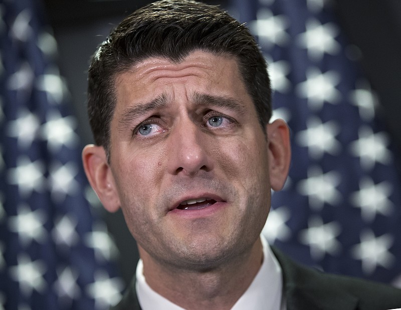 
              In this June 14, 2016, photo, House Speaker Paul Ryan of Wis., talks to reporters at the Republican National Committee headquarters on Capitol Hill in Washington. House Republicans are unveiling new proposals to repeal and replace President Barack Obama’s health care law. The plan being released Wednesday is part of Ryan’s so-called Better Way agenda meant to show how the GOP would govern with a Republican in the White House.  (AP Photo/J. Scott Applewhite)
            