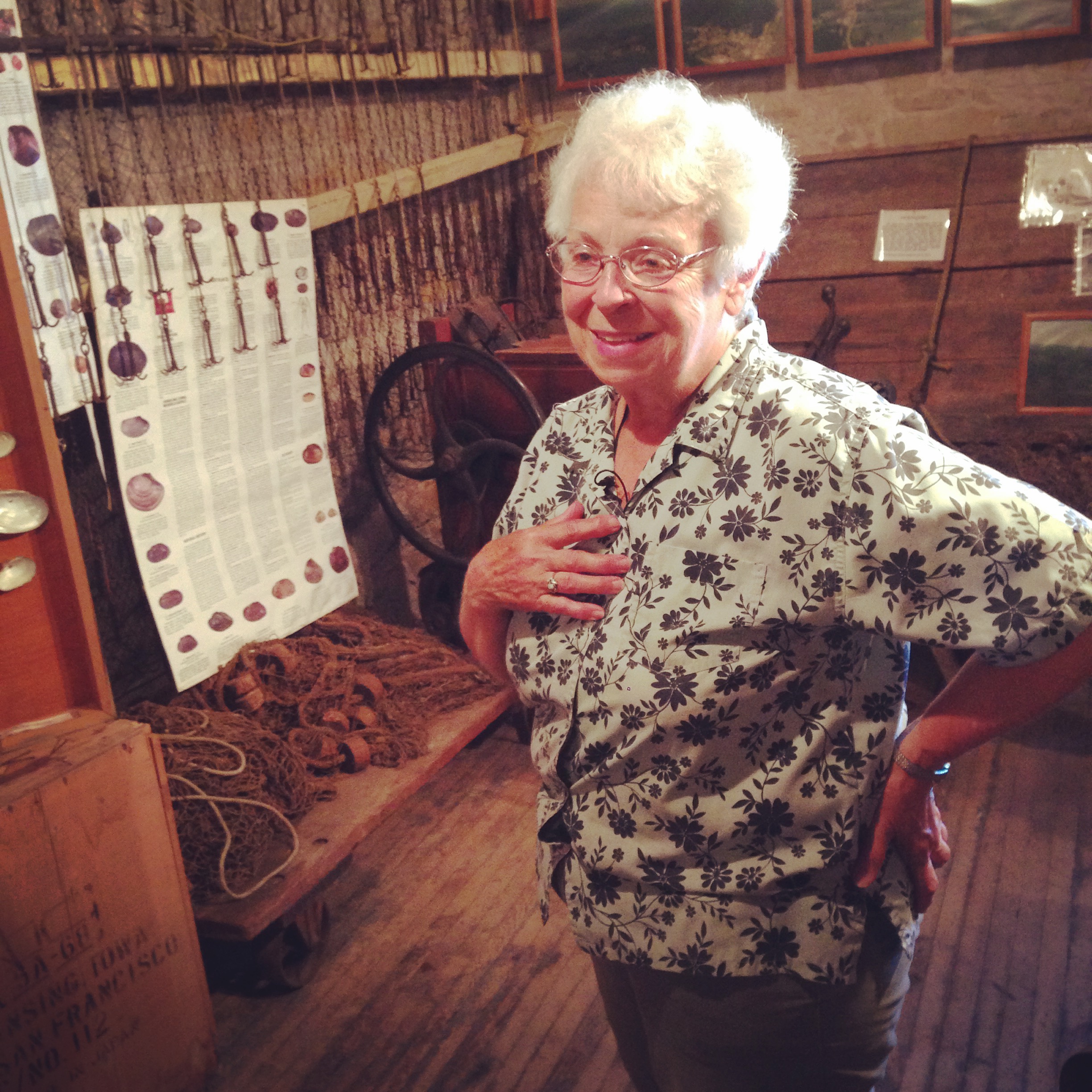 Location: Lansing, Iowa"Karen Galema, at age 71, has been a fisherman, an EMT, a bookkeeper for the large fish market in Lansing, and finally the manager of the Lansing River History and Commercial Fishing Museum. After a detailed tour of the River History Museum, I got to sit down with Karen for an interview." (Photo by Wes Modes)