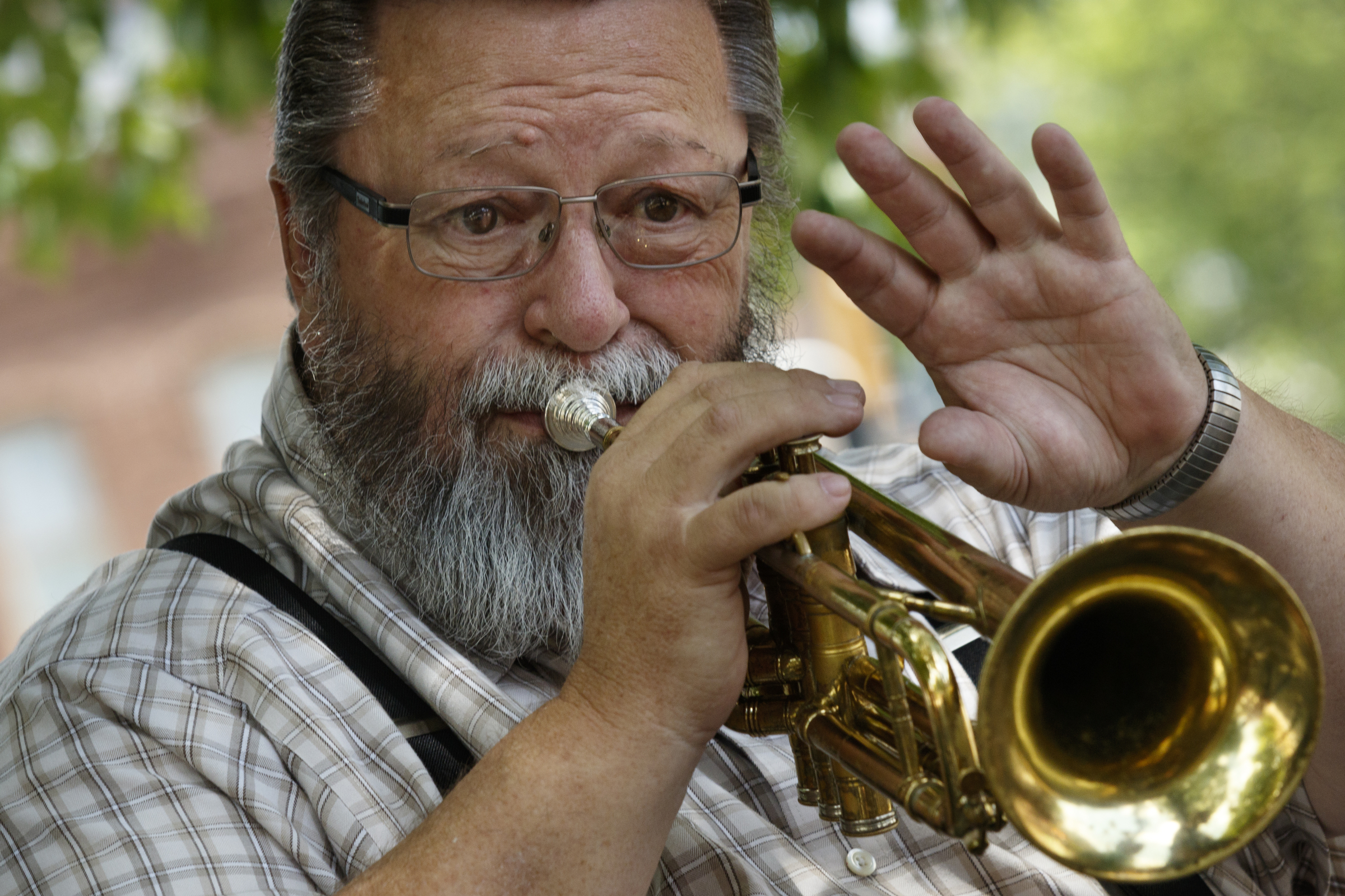 Trumpeter Randy Croy is one of about 50 musicians who have signed up for Sidewalk Stages, a way to get local musicians out in front of people and highlights Chattanooga's musical offerings. Musicians get paid $25 and get to keep any tips from passers-by.