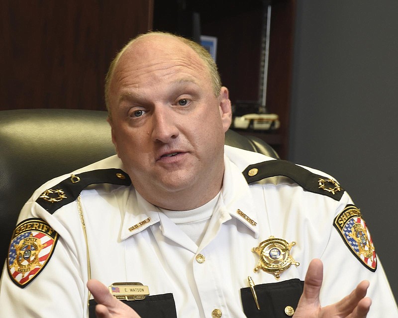 Bradley County Sheriff Eric Watson speaks to the media in this file photo.